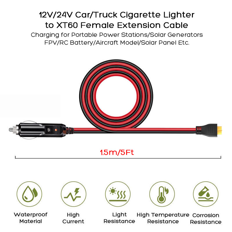 1.5m/5Ft XT60 to Car Cigarette - Anker Power Station Solix C1000 评论和价格